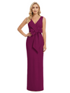 V-Neck Sheath Sleeveless Mother of The Bride Dress Crepe