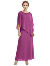 Classy Beaded Chiffon Overlay Poncho Style Mother of the Bride Gown