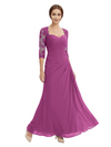 Sweetheart Ruched Lace 3/4 Sleeves A-Line Chiffon Mother Of The Groom Dress