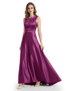 Stunning Asymmetrical Neckline Sleeveless A-Line Satin Formal Dress For Mother Of The Bride