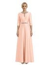 Sophisticated 3/4 Sleeves Beaded A-Line Satin Mother Of The Bride Dress