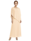Classy Beaded Chiffon Overlay Poncho Style Mother of the Bride Gown