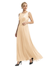 Mother of The Bride Dresses Scoop Sleeveless Lace Chiffon Maxi Gown Classy Ruched Formal Wedding Event Dress
