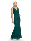 Mother of The Bride Dresses V-Neck Sleeveless Lace Mermaid Maxi Gown Elegant Flowy Formal Wedding Event Dress