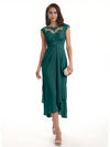 Elegant Bell Sleeves Chiffon A-line Midi Mother of The Bride Dresses
