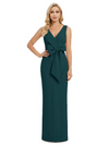 V-Neck Sheath Sleeveless Mother of The Bride Dress Crepe
