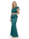 Elegant Scoop Ruffle Satin Mermaid Mother Of The Bride Dress