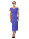 Mother of The Bride Dress Classy Off Shoulder Crepe Sheath Midi Gown Modern Wrap Detail
