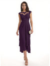 Elegant Bell Sleeves Chiffon A-line Midi Mother of The Bride Dresses