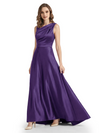Stunning Asymmetrical Neckline Sleeveless A-Line Satin Formal Dress For Mother Of The Bride