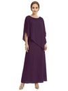 Classy Beaded Chiffon Overlay Poncho Style Mother of the Bride Gown