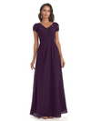 Elegant Short Sleeves Beaded Pleats A-line Floor-Length Mother of The Bride Dresses