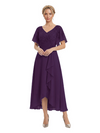 Unique Flutter Sleeves Lace Beaded Short Mother of the Groom Dresses