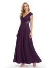 Beautiful Cap Sleeve Lace Chiffon A-Line Mother of the Bride dresses