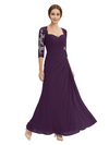 Sweetheart Ruched Lace 3/4 Sleeves A-Line Chiffon Mother Of The Groom Dress