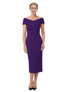 Mother of The Bride Dress Classy Off Shoulder Crepe Sheath Midi Gown Modern Wrap Detail