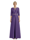 Sophisticated 3/4 Sleeves Beaded A-Line Satin Mother Of The Bride Dress