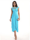 Elegant Bell Sleeves Chiffon A-line Midi Mother of The Bride Dresses