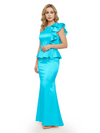 Elegant Scoop Ruffle Satin Mermaid Mother Of The Bride Dress