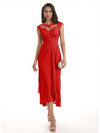 Elegant Bell Sleeves Chiffon A-line Midi Mother of The Bride Dresses