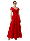 Sophisticated Off Shoulder Sleeveless A-Line Satin Mother Of The Bride Dress