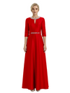 Sophisticated 3/4 Sleeves Beaded A-Line Satin Mother Of The Bride Dress