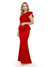 Elegant Scoop Ruffle Satin Mermaid Mother Of The Bride Dress