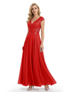 Beautiful Cap Sleeve Lace Chiffon A-Line Mother of the Bride dresses