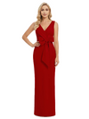 V-Neck Sheath Sleeveless Mother of The Bride Dress Crepe