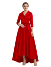 Modern High-Low 3/4 Sleeves Satin Mother Of The Bride Dress With Bow Knot