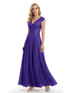 Beautiful Cap Sleeve Lace Chiffon A-Line Mother of the Bride dresses