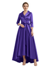 Modern High-Low 3/4 Sleeves Satin Mother Of The Bride Dress With Bow Knot