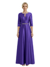 Sophisticated 3/4 Sleeves Beaded A-Line Satin Mother Of The Bride Dress