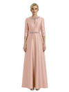 Sophisticated 3/4 Sleeves Beaded A-Line Satin Mother Of The Bride Dress
