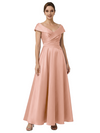 Sophisticated Off Shoulder Sleeveless A-Line Satin Mother Of The Bride Dress