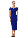 Mother of The Bride Dress Classy Off Shoulder Crepe Sheath Midi Gown Modern Wrap Detail