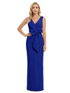 V-Neck Sheath Sleeveless Mother of The Bride Dress Crepe