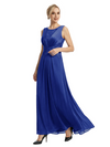 Mother of The Bride Dresses Scoop Sleeveless Lace Chiffon Maxi Gown Classy Ruched Formal Wedding Event Dress