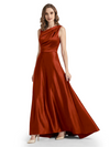 Stunning Asymmetrical Neckline Sleeveless A-Line Satin Formal Dress For Mother Of The Bride
