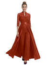 Mother of The Groom Outfit V-Neck 3/4 Sleeve Lace Pantsuit Satin Overskirt