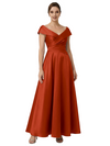Sophisticated Off Shoulder Sleeveless A-Line Satin Mother Of The Bride Dress