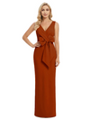 V-Neck Sheath Sleeveless Mother of The Bride Dress Crepe