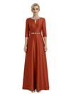 Sophisticated 3/4 Sleeves Beaded A-Line Satin Mother Of The Bride Dress