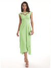 Elegant Bell Sleeves Chiffon A-line Midi Mother of The Bride Dresses
