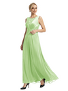 Mother of The Bride Dresses Scoop Sleeveless Lace Chiffon Maxi Gown Classy Ruched Formal Wedding Event Dress