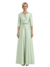 Sophisticated 3/4 Sleeves Beaded A-Line Satin Mother Of The Bride Dress