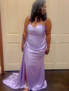 Elegent Mermaid Side Slit Strapless Soft Satin Long Bridesmaid Dress For Wedding