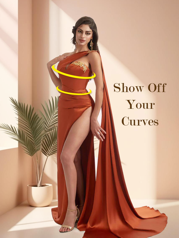 Elegant Mermaid Sweetheart Side Slit Pleats Applique Soft Satin Long Bridesmaid Dress with Trailing