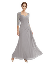 Sweetheart Ruched Lace 3/4 Sleeves A-Line Chiffon Mother Of The Groom Dress