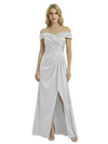 Off The Shoulder Mother Of The Groom Dresses Side Slit Satin Ruched A-Line Gown